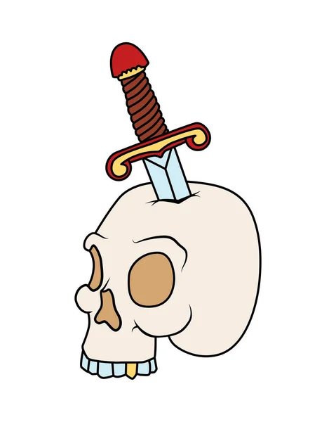頭蓋骨構成の剣 — ストックベクタ