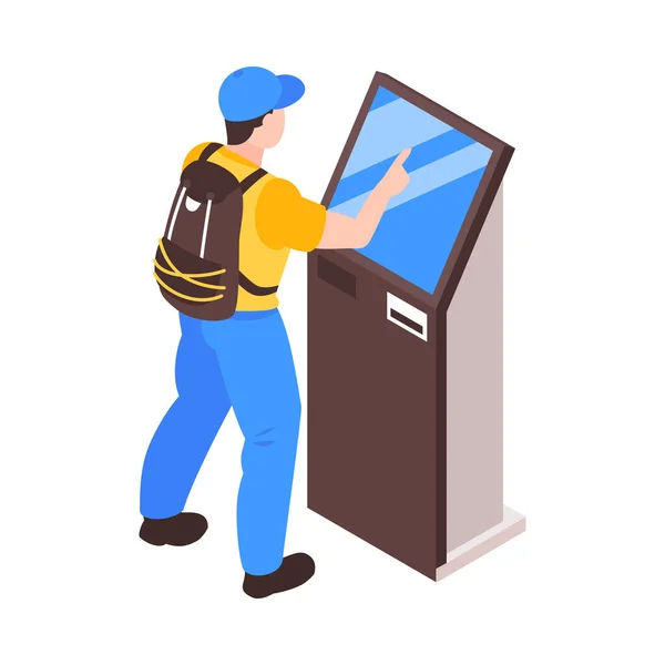 Ticketing Machine Man Compostion — Vector de stock