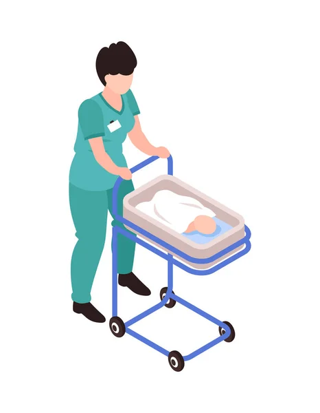 Baby Trolley Enfermera Composición — Archivo Imágenes Vectoriales