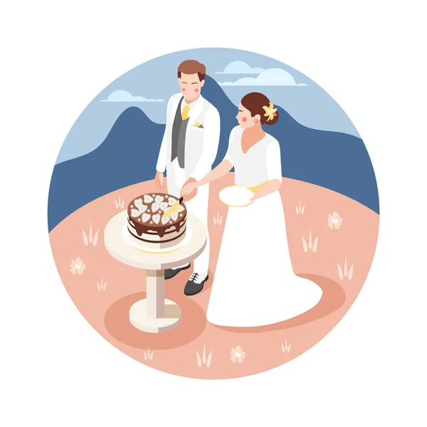 Wedding Cake snijden samenstelling — Stockvector