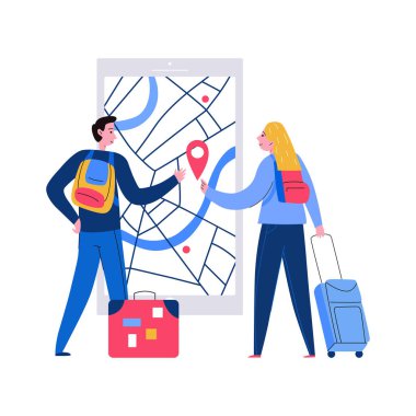 Turistler Harita Kompozisyonu Buluyor
