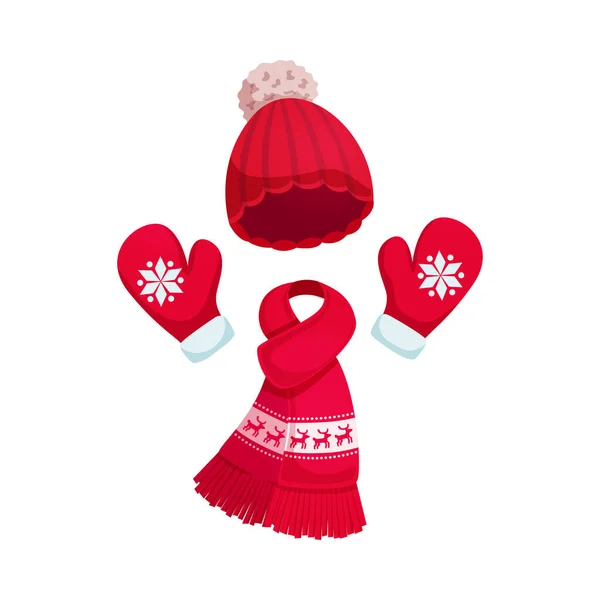 Kırmızı Kış Kıyafetleri Kompozisyonu — Stok Vektör