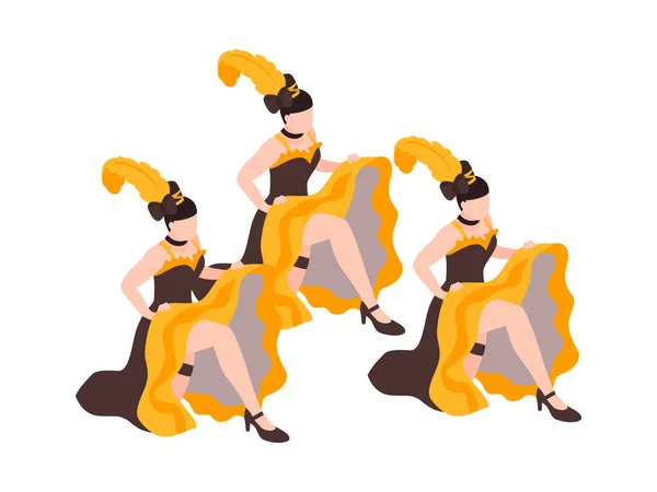 Bailarinas de Cabaret Composición isométrica — Vector de stock