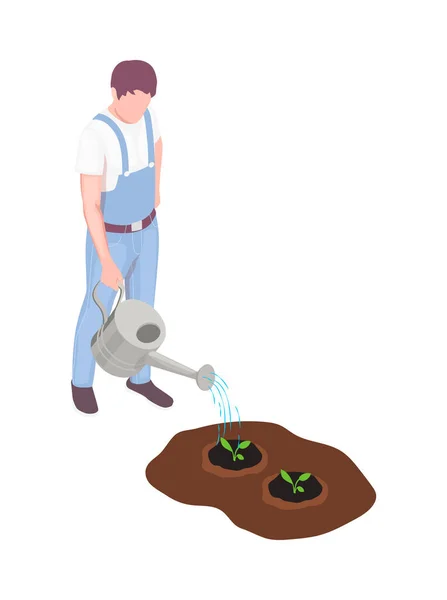 Arrosage des agriculteurs Composition des plantes — Image vectorielle