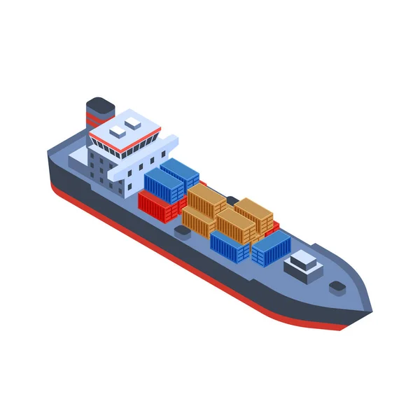 Изометрическая композиция грузового корабля — стоковый вектор