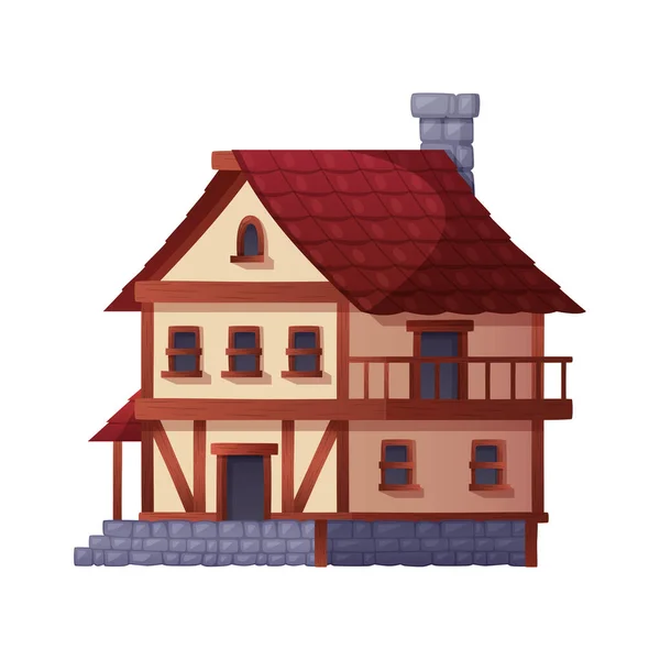Středověká kompozice kresleného domu — Stockový vektor
