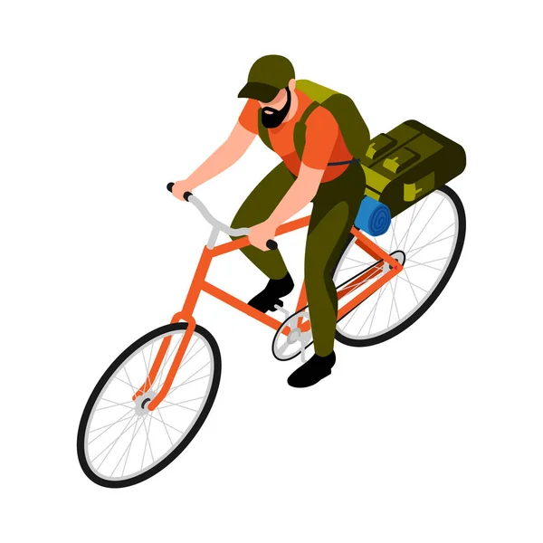 Bicicleta de viaje composición isométrica — Vector de stock