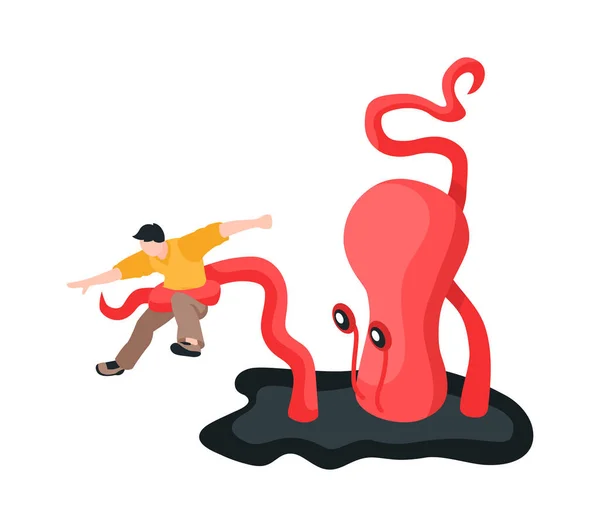 Buitenaardse Octopus Man Samenstelling — Stockvector