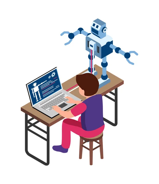 De Samenstelling van de de Programmeringsrobot van het kind — Stockvector