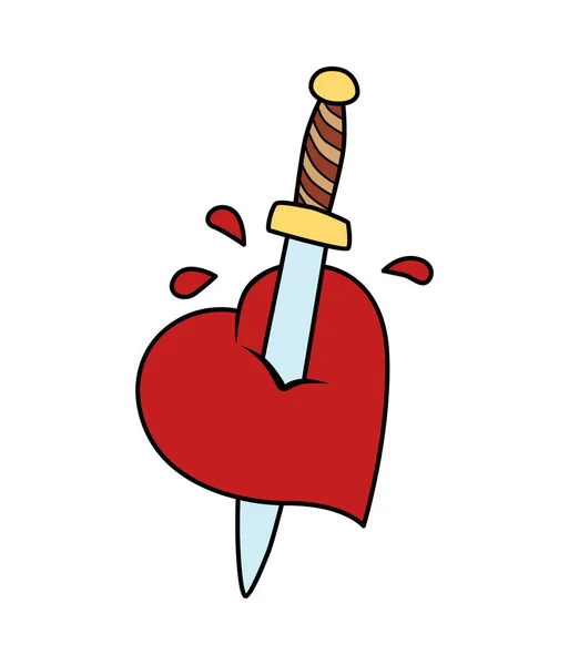 Heart Sword Tattoo Composition — Stock Vector