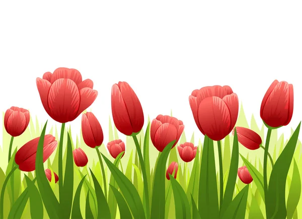 Σύνθεση κόκκινων λουλουδιών άνοιξης — Διανυσματικό Αρχείο