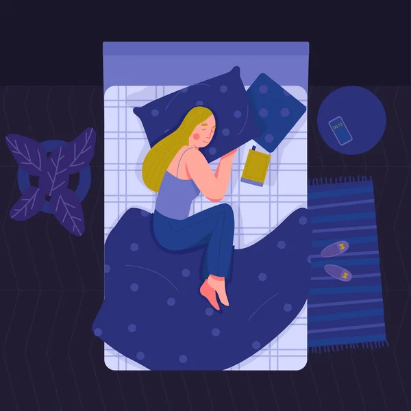 Uyuyan Düz Kadın — Stok Vektör