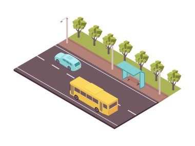 Şehir Yolu Isometric Kompozisyonu