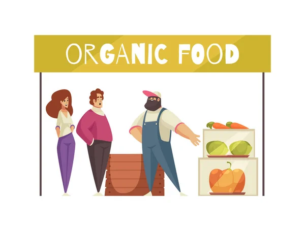 Organic Food Booth Composition — Stock Vector