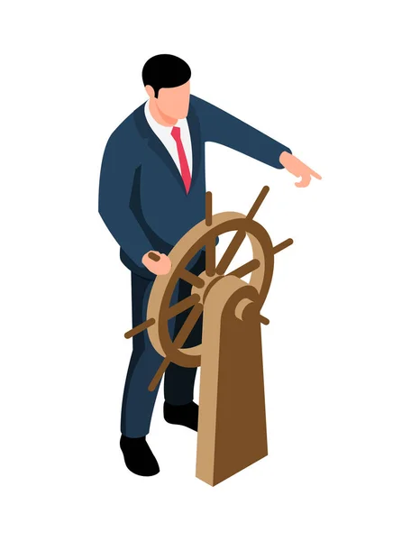 Steering Wheel Businessman Composition — Stock Vector
