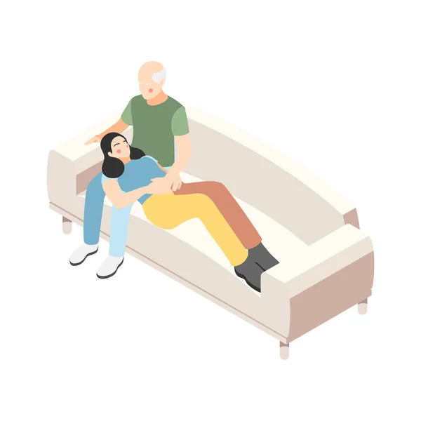 Loving Couple Sofa Samenstelling — Stockvector