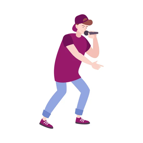 Male Rapper Flat Composition — Stock Vector