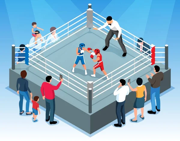 Anillo de boxeo para niños Composición — Vector de stock