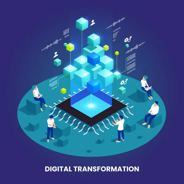 Digital omvandling Isometrisk — Stock vektor