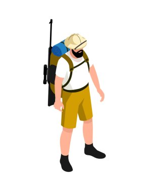 Isometric Safari Avcı Kompozisyonu