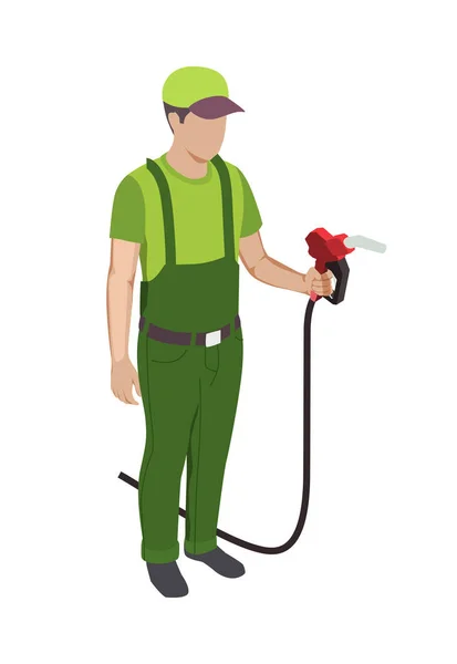 Gas Station Worker Composition — Stock Vector