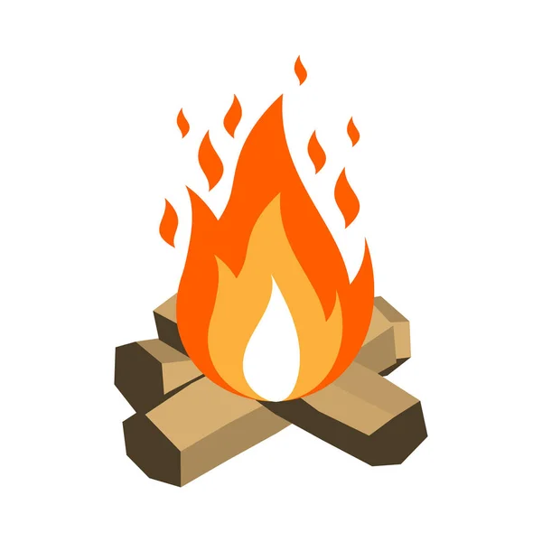 Fireplace Camping Isometric Composition — Stock Vector