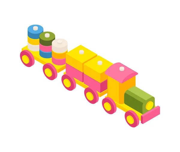 Toy Train Kindergarten Composition — Stock Vector