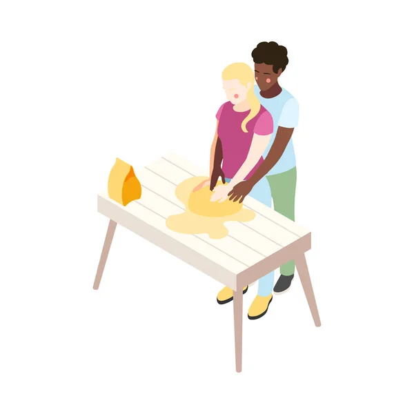 Loving Couple Cooking Composition — Stockvector