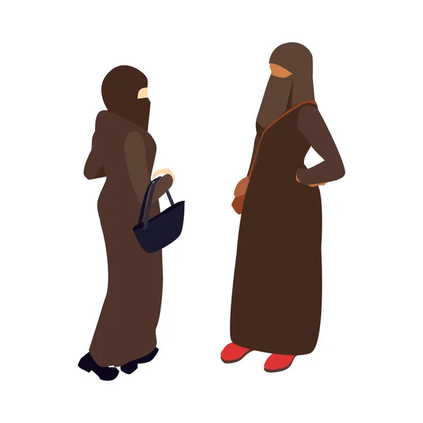 Mujeres árabes Amigos Composición — Vector de stock