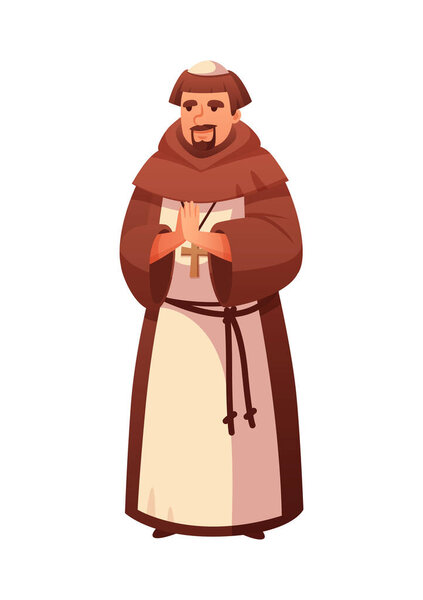 Medieval Priest Cartoon Composition