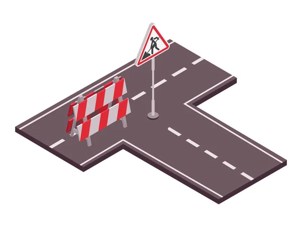 Isometrische Zusammensetzung der Straßeninstandhaltung — Stockvektor