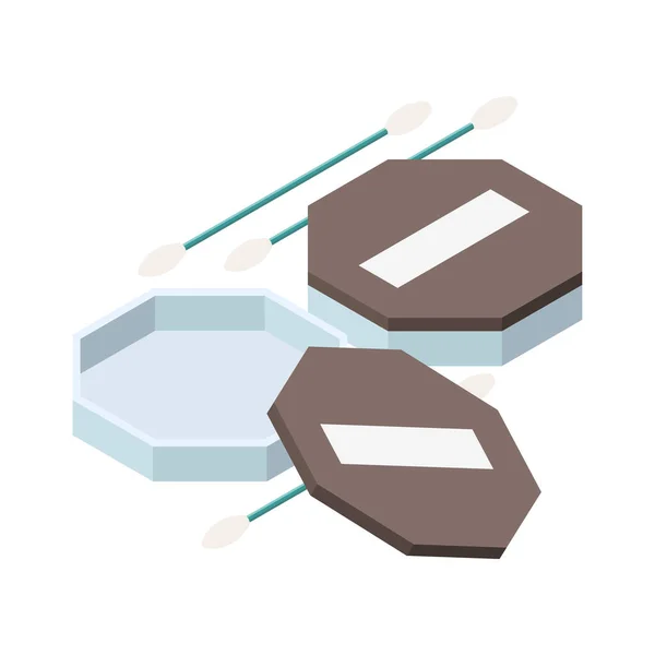 Katoenwattenstaafjes Isometrische samenstelling — Stockvector