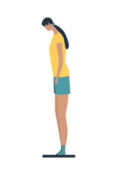 体重增加的女性平面构图 — 图库矢量图片