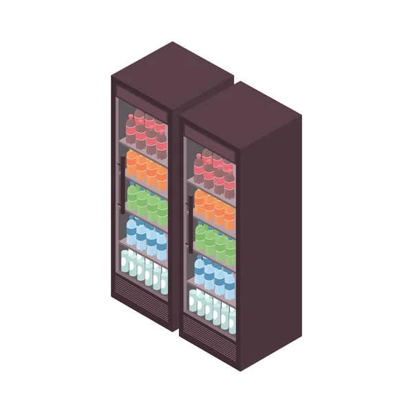 Composition de réfrigérateur de boisson de supermarché — Image vectorielle