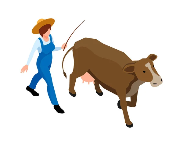 Farmer Isometric Illustration — Stock Vector