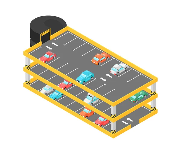 Parque de estacionamento isométrico — Vetor de Stock