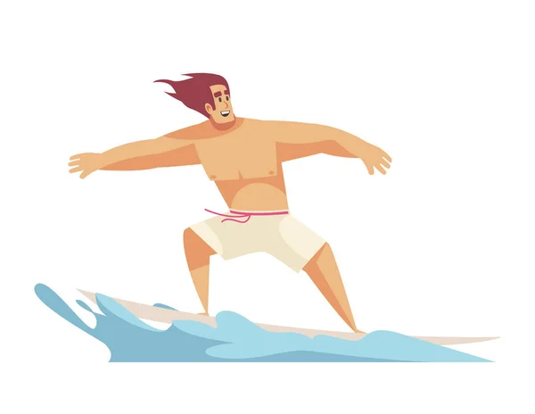 Surfing płaskie ilustracja — Wektor stockowy
