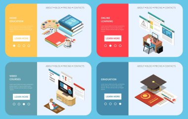 Ev Eğitimi Isometric Afişleri Ayarlandı