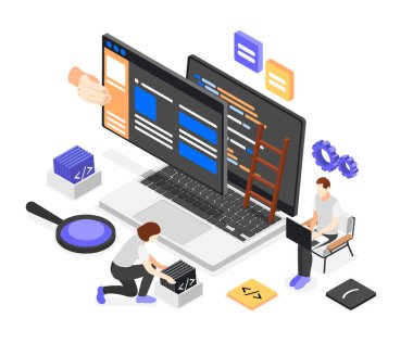 UI ve UX Tasarımcıları Isometric Composition