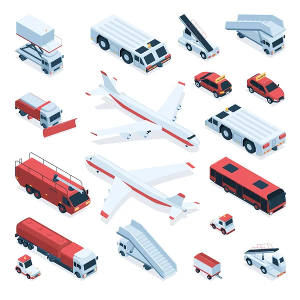 Isometric Airport Transport Collection — Vetor de Stock