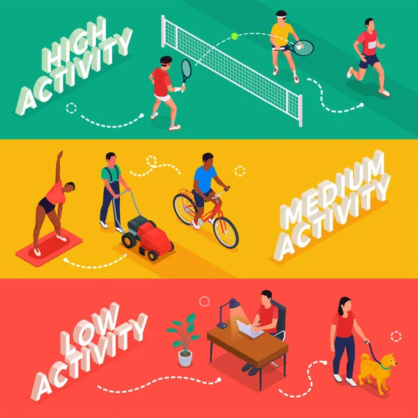 Physical Activity Banner Set — Vector de stock