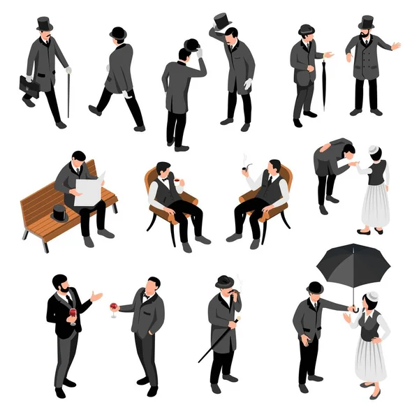 Ensemble d'icônes Vintage Gentleman — Image vectorielle