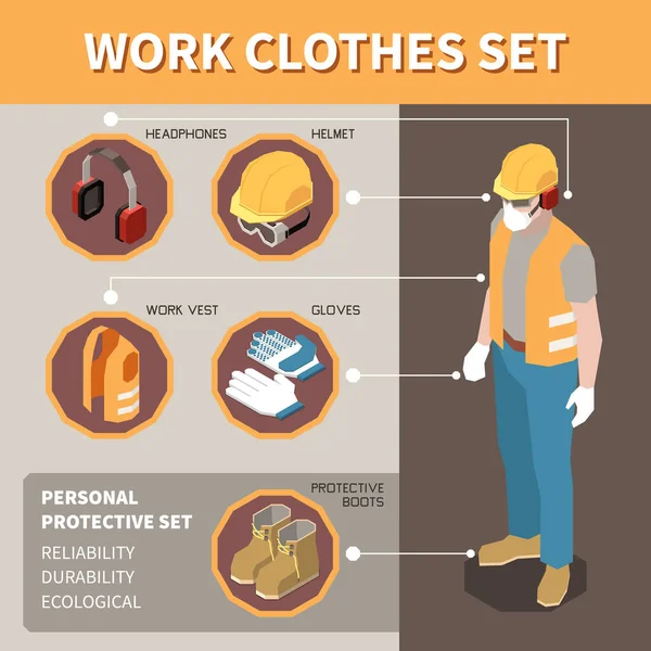 Workplace Safety Isometric Infographics — Wektor stockowy