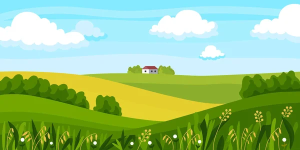 Composición del campo de paisaje rural — Vector de stock