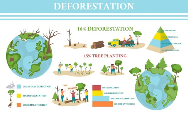 Avskogning Infographic Set — Stock vektor