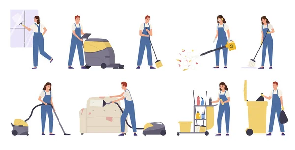 Flat Cleaning Service Set — Stock Vector