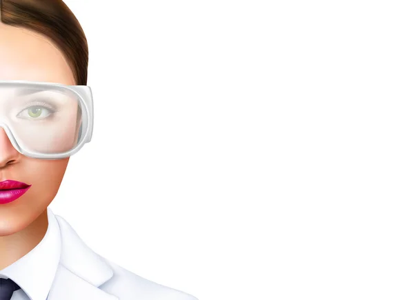 Žena lékař v brýlích realistické pozadí — Stockový vektor