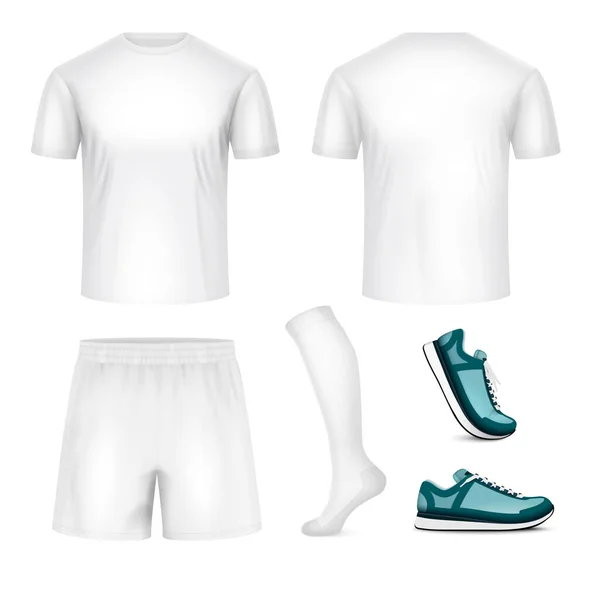 Sport uniforme realistica bianco mockup — Vettoriale Stock