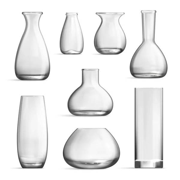 Vaso de vidro Mockup conjunto monocromático realista —  Vetores de Stock