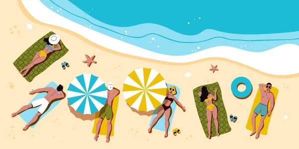 Ilustración de playa tropical — Vector de stock